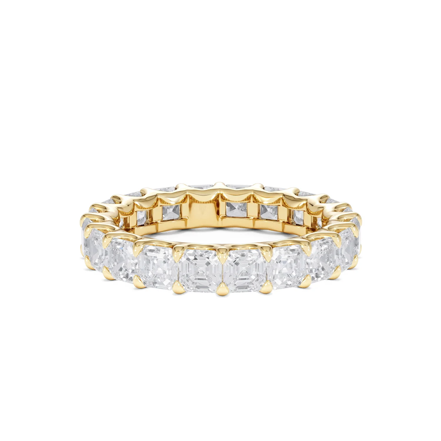 Elisa Diamond Eternity Ring Asscher Cut 4.32ct VVs 18K Gold Size O-W - Image 50
