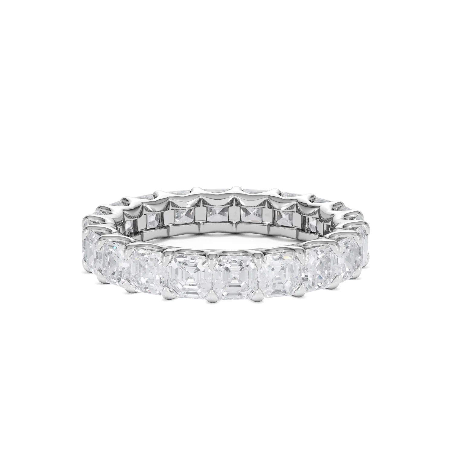 Elisa Diamond Eternity Ring Asscher Cut 4.32ct VVs Platinum Size O-W - Image 17