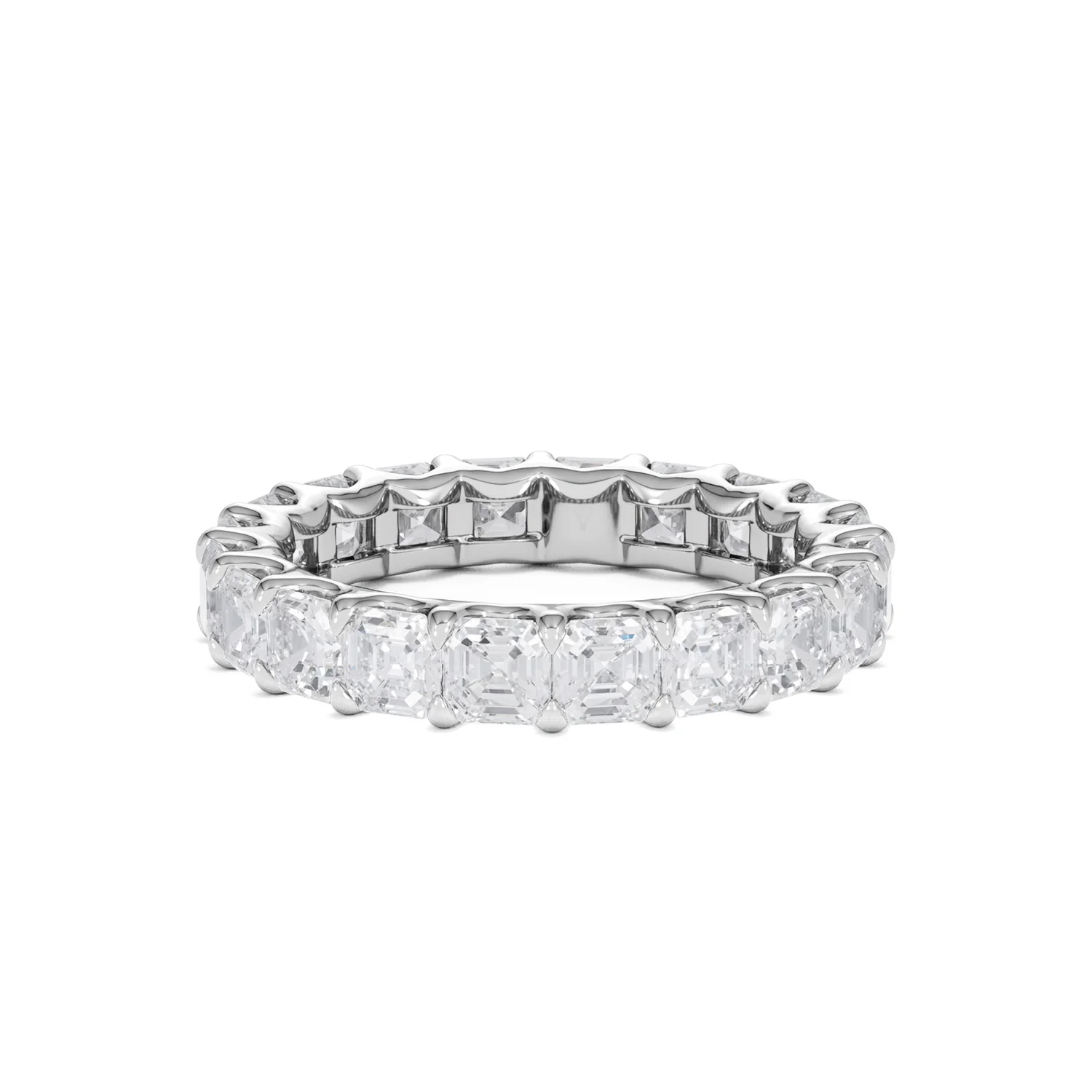 Elisa Diamond Eternity Ring Asscher Cut 4.32ct VVs Platinum Size O-W - Image 46
