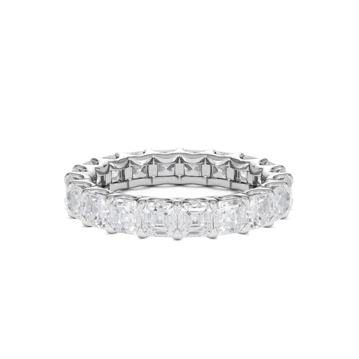 Elisa Diamond Eternity Ring Asscher Cut 4ct VVs Platinum Size J-N - Image 14