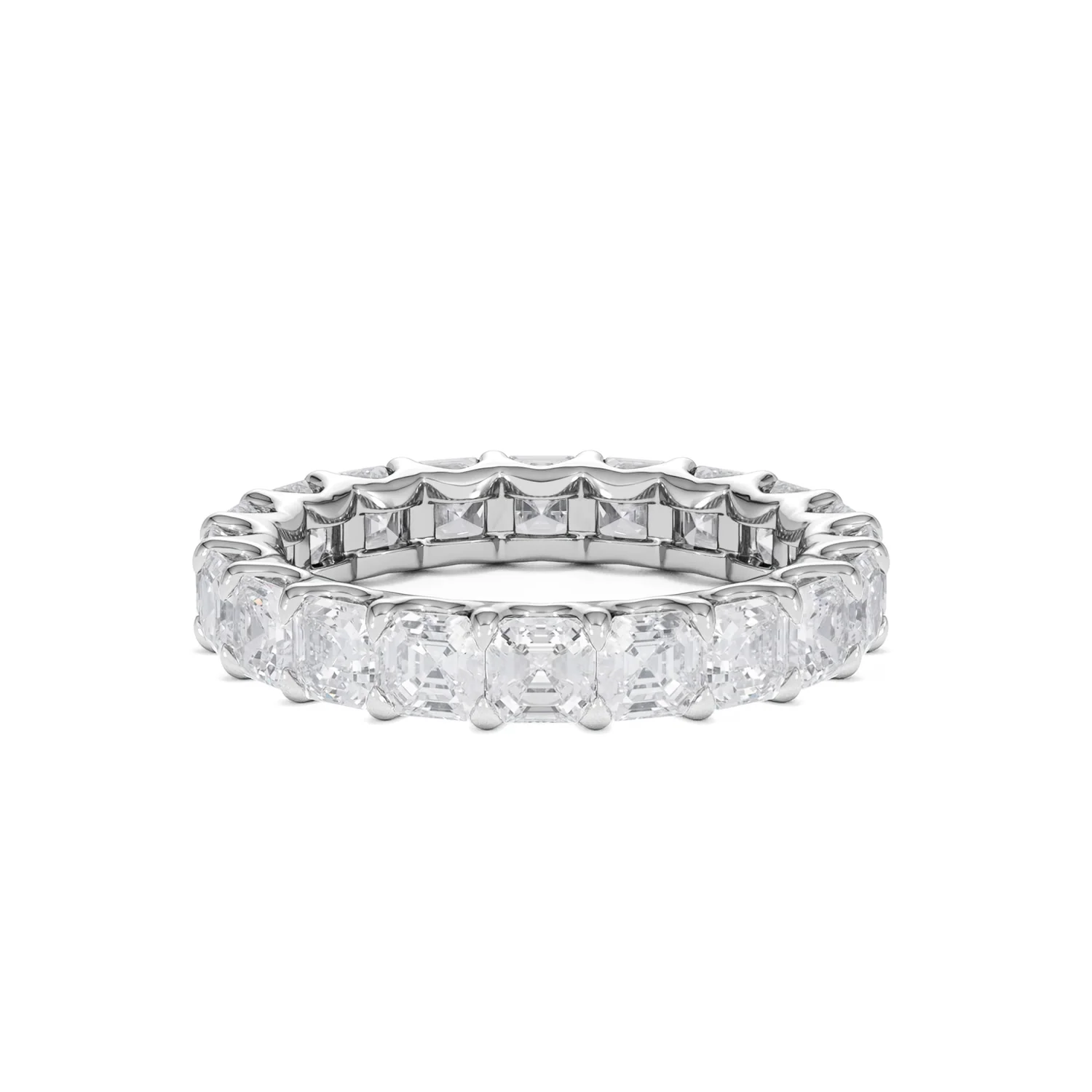 Elisa Diamond Eternity Ring Asscher Cut 4ct VVs Platinum Size J-N - Image 24