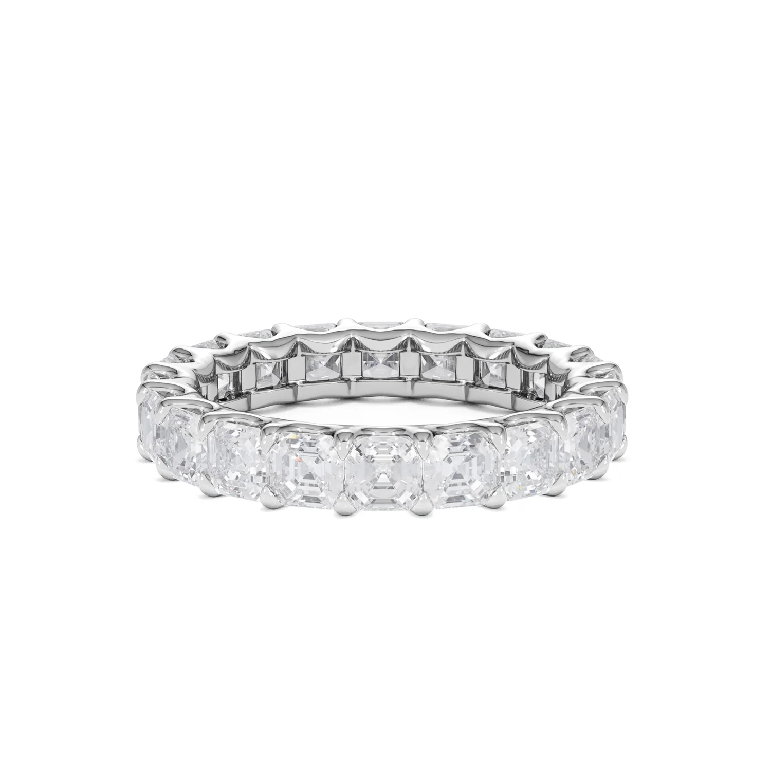 Elisa Diamond Eternity Ring Asscher Cut 4ct VVs Platinum Size J-N - Image 28