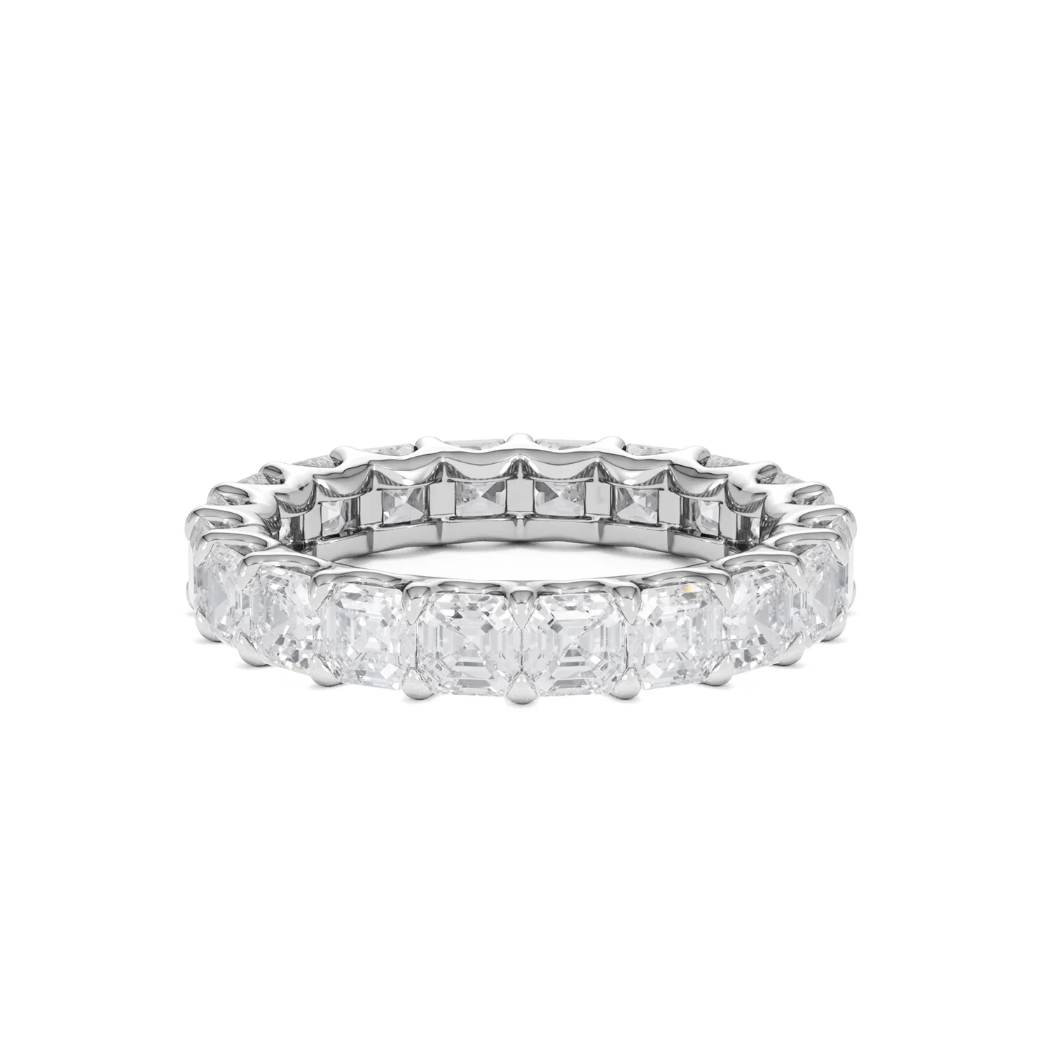 Elisa Diamond Eternity Ring Asscher Cut 4ct VVs Platinum Size J-N - Image 30