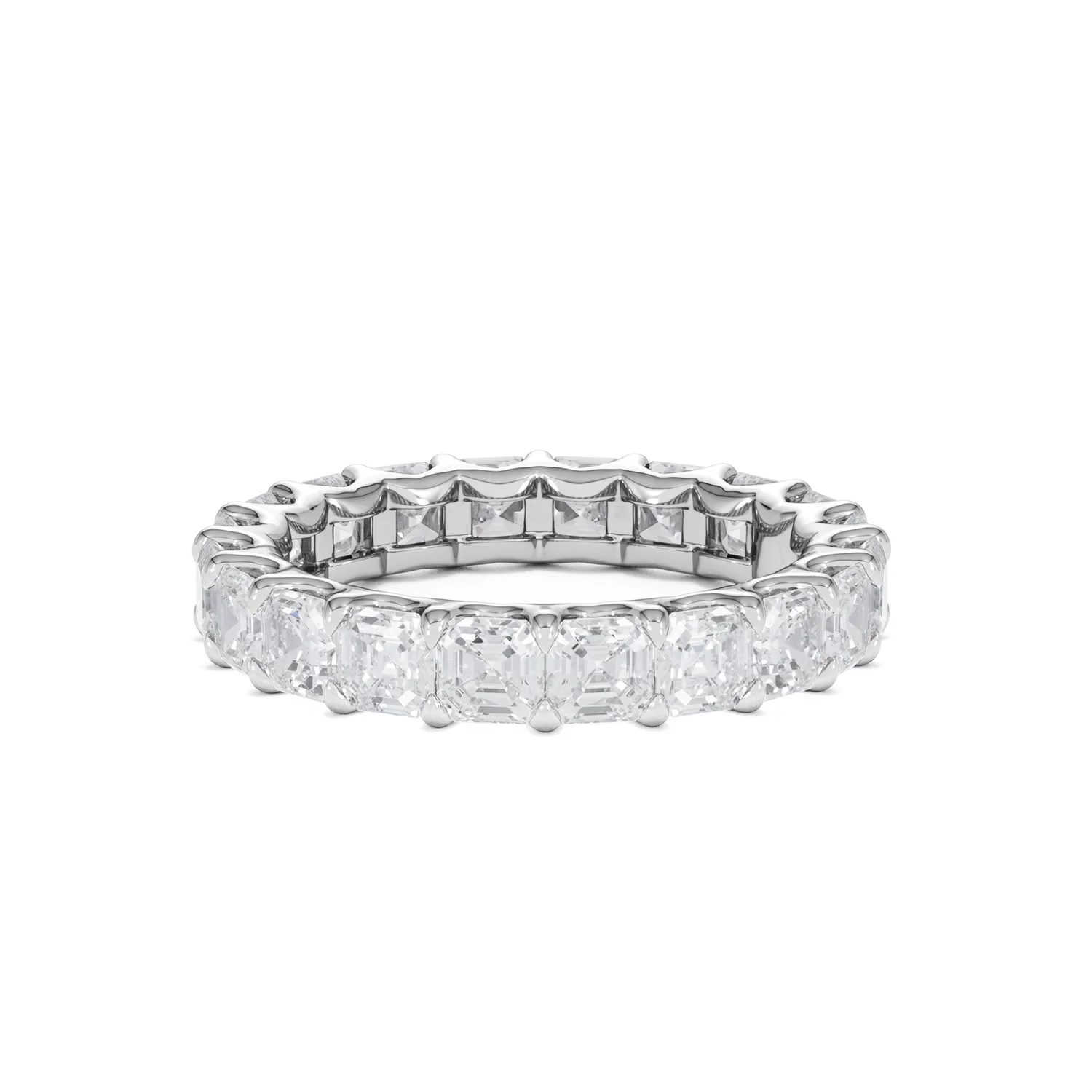 Elisa Diamond Eternity Ring Asscher Cut 4ct VVs Platinum Size J-N - Image 34