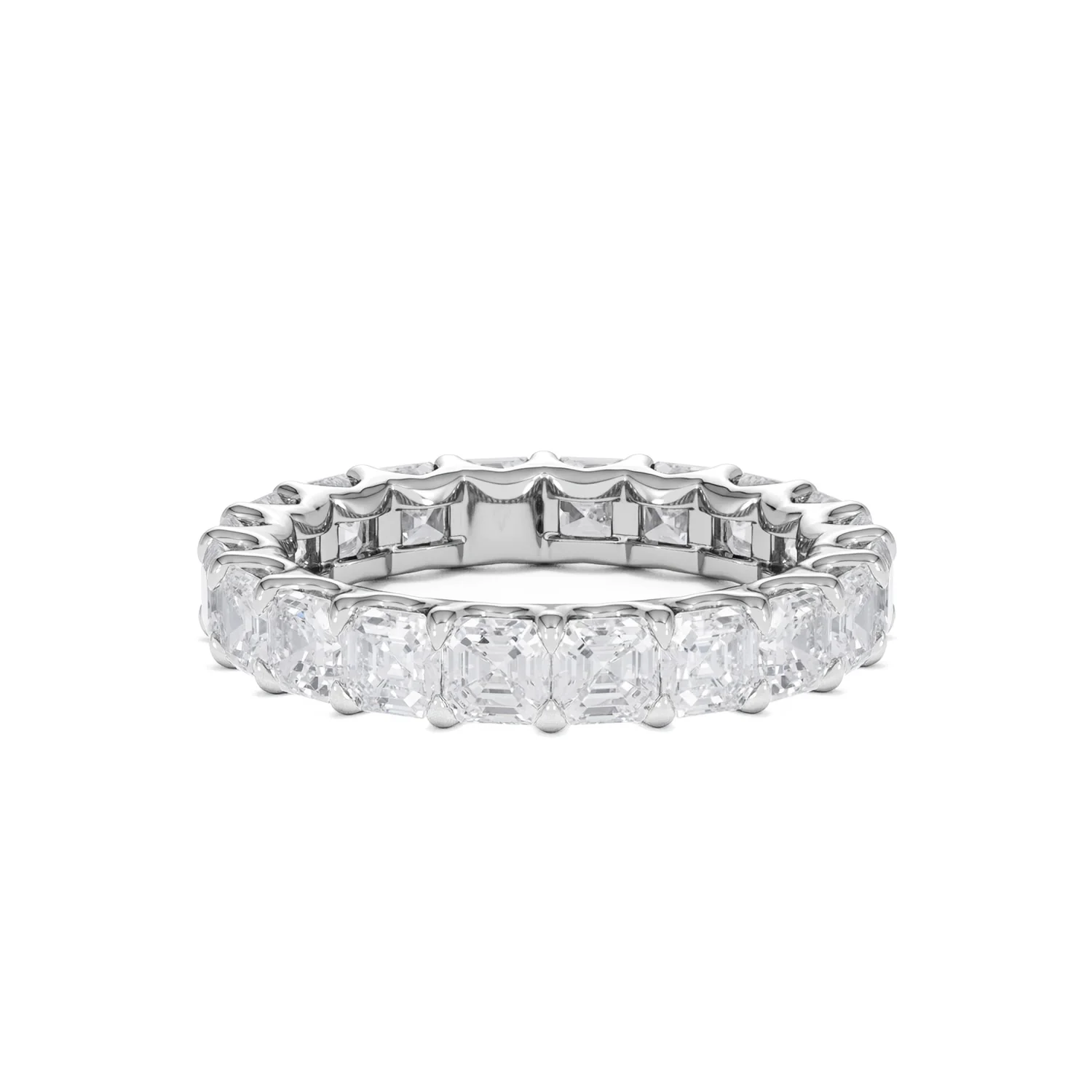 Elisa Diamond Eternity Ring Asscher Cut 4ct VVs Platinum Size J-N - Image 50