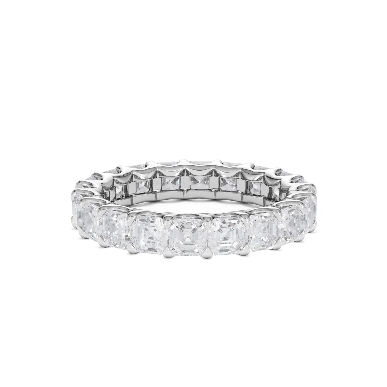 Elisa Diamond Eternity Ring Asscher Cut 4ct VVs Platinum Size J-N - Image 79