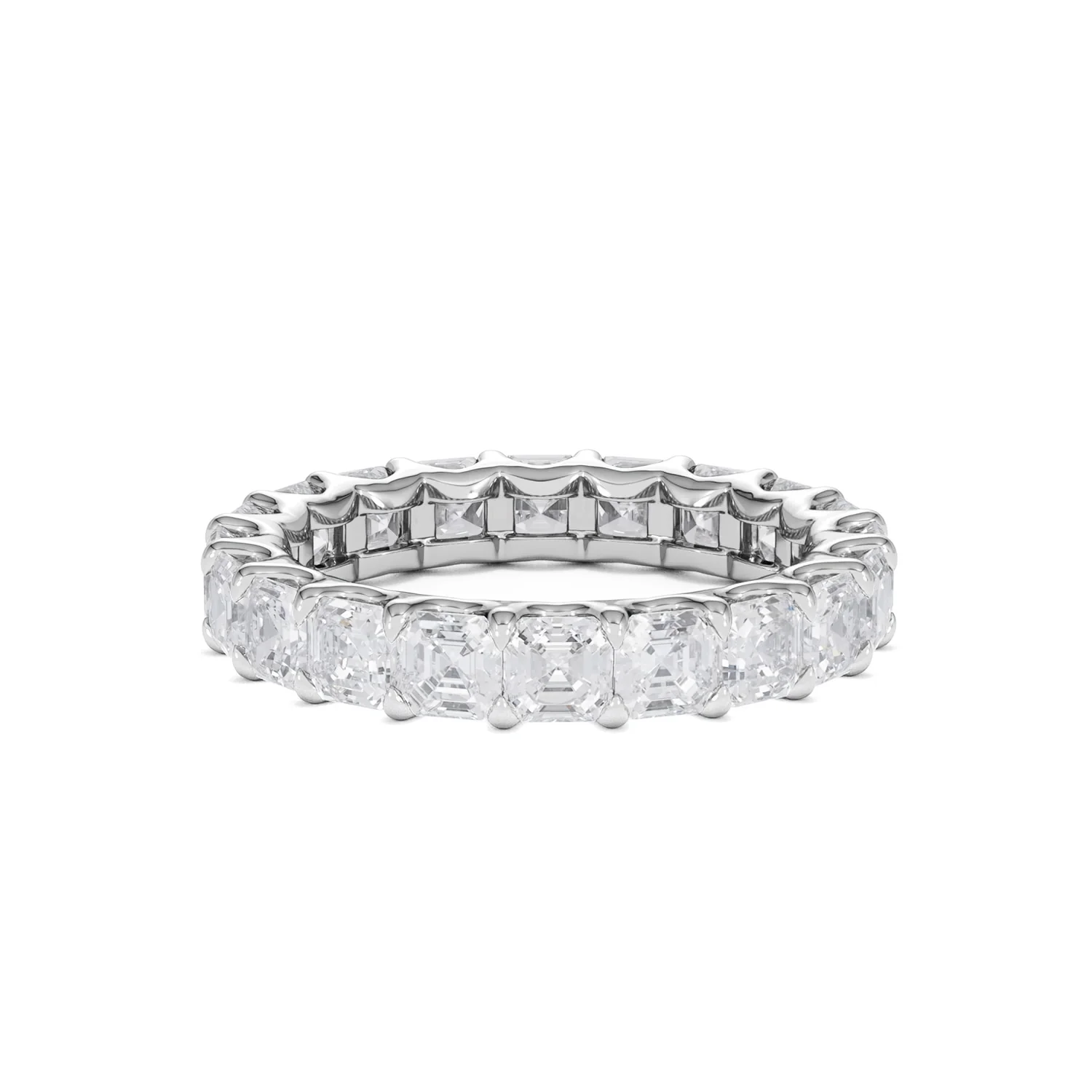 Elisa Diamond Eternity Ring Asscher Cut 4ct VVs Platinum Size J-N - Image 80