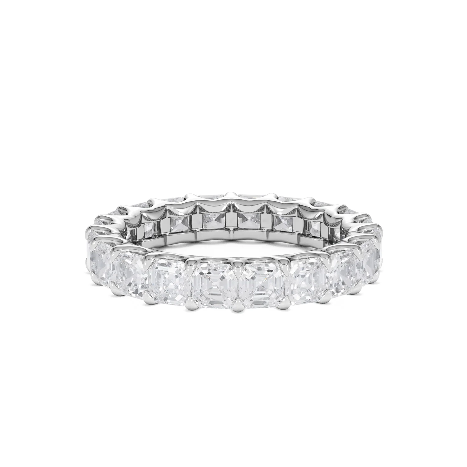 Elisa Diamond Eternity Ring Asscher Cut 4ct VVs Platinum Size J-N - Image 82