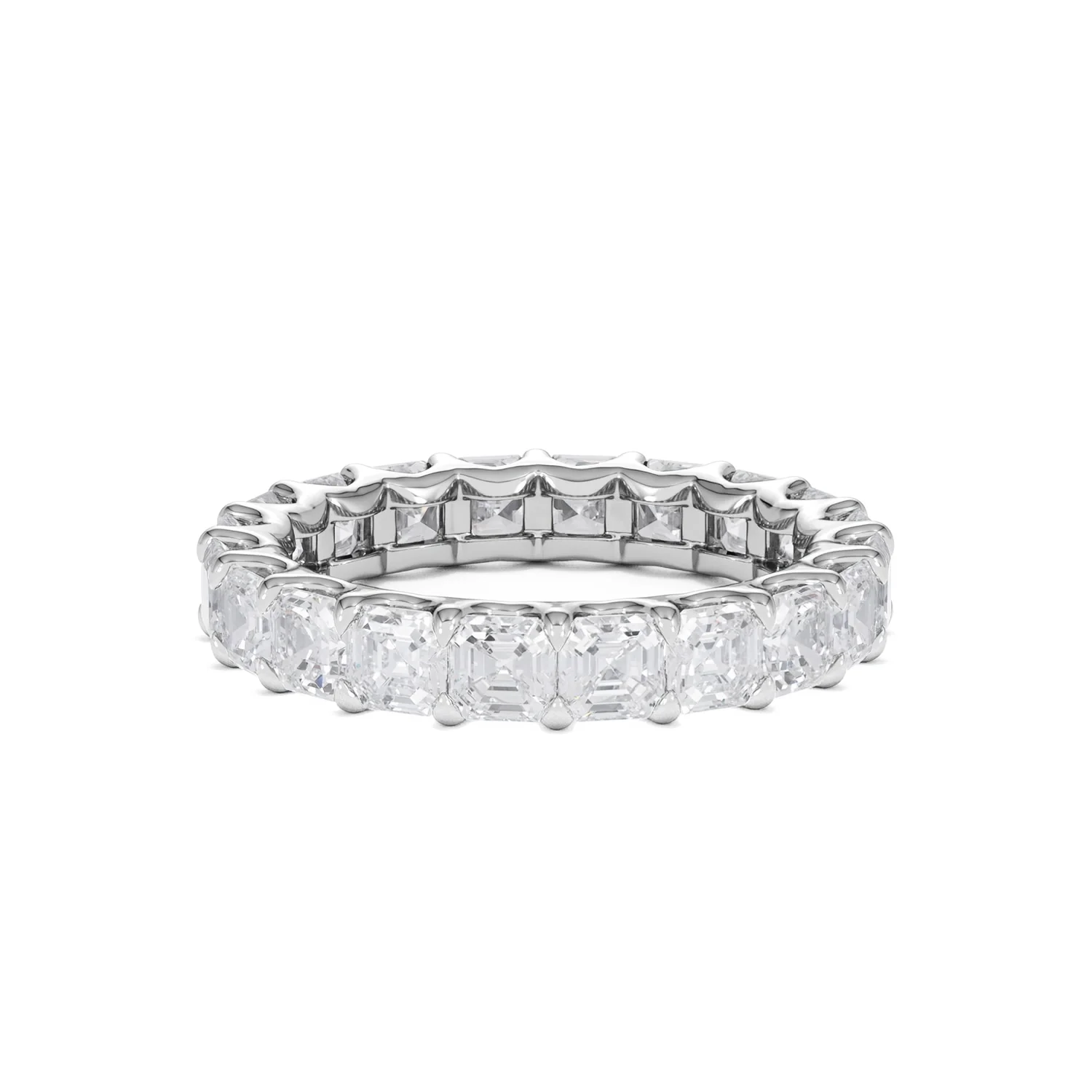 Elisa Diamond Eternity Ring Asscher Cut 4ct VVs Platinum Size J-N - Image 86
