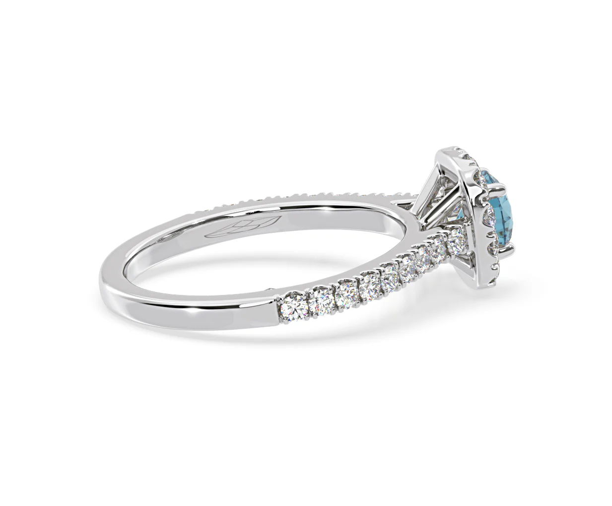 Elizabeth Blue Lab Diamond 1.00ct Halo Ring in 18K White Gold - Elara Collection - Image 64