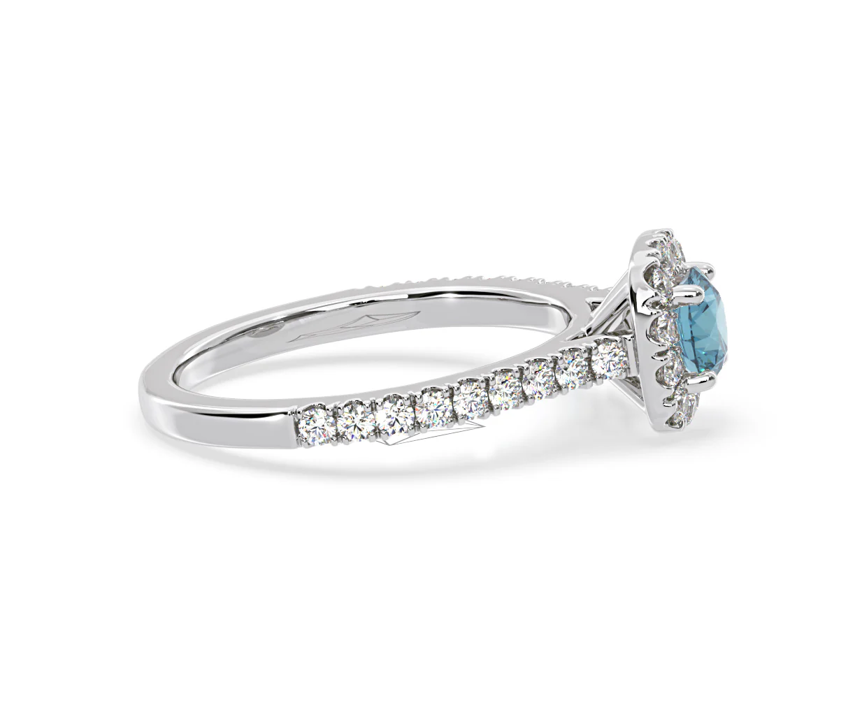 Elizabeth Blue Lab Diamond 1.00ct Halo Ring in 18K White Gold - Elara Collection - Image 69