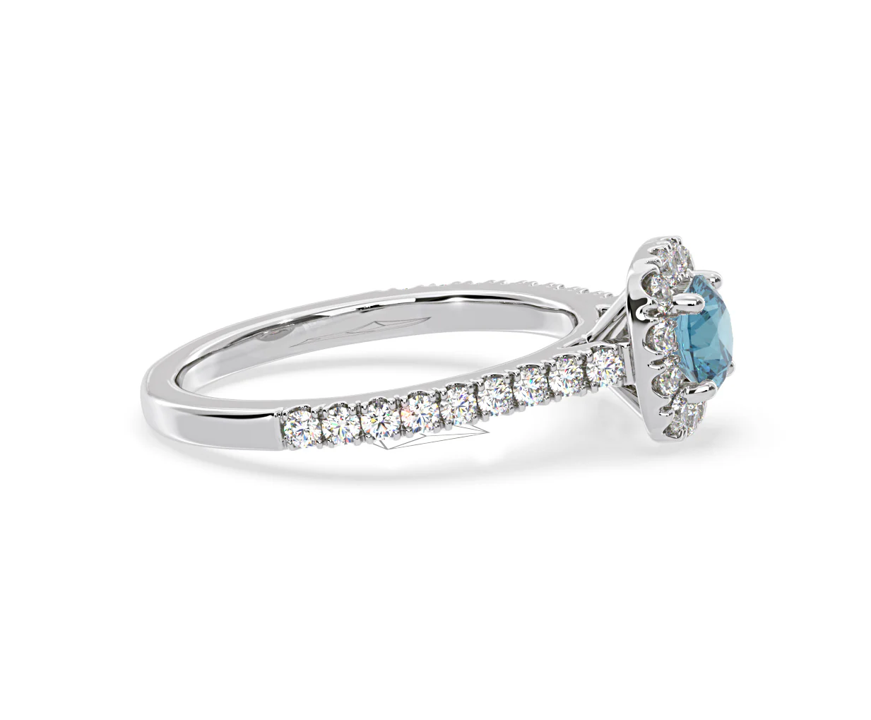 Elizabeth Blue Lab Diamond 1.00ct Halo Ring in 18K White Gold - Elara Collection - Image 70