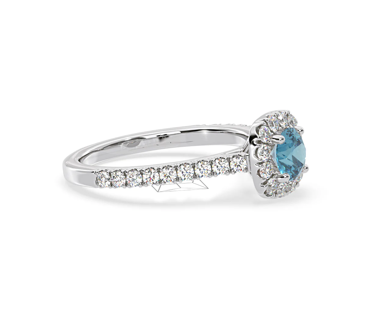Elizabeth Blue Lab Diamond 1.00ct Halo Ring in 18K White Gold - Elara Collection - Image 74