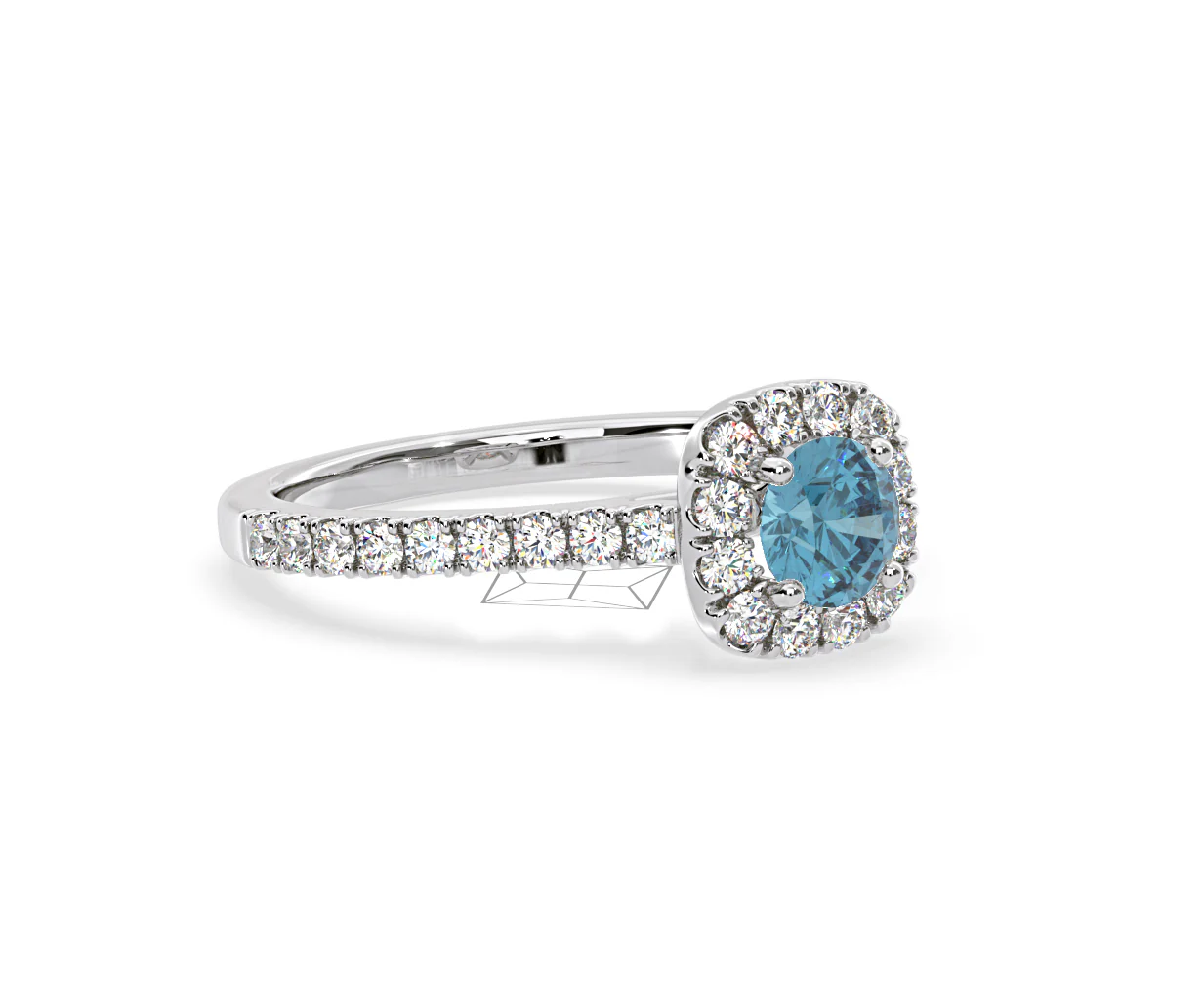 Elizabeth Blue Lab Diamond 1.00ct Halo Ring in 18K White Gold - Elara Collection - Image 79
