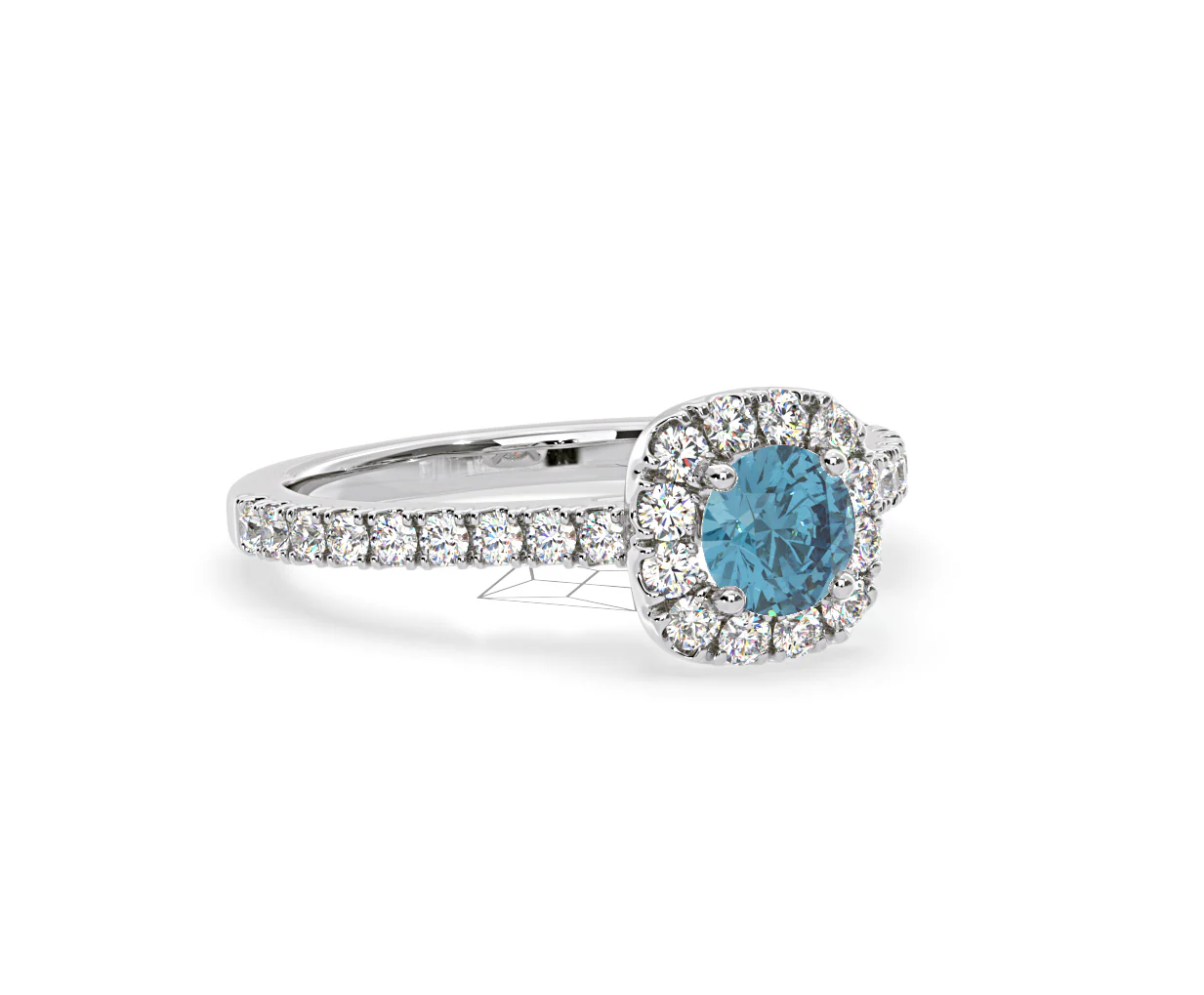 Elizabeth Blue Lab Diamond 1.00ct Halo Ring in 18K White Gold - Elara Collection - Image 81