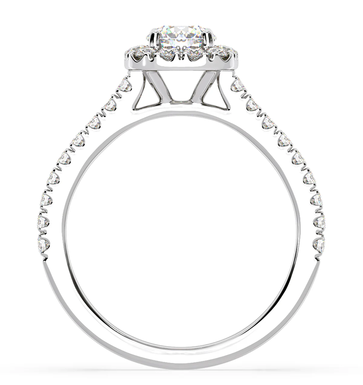 Elizabeth Diamond Halo Engagement Ring in Platinum 1.00ct G/SI1 - Image 4
