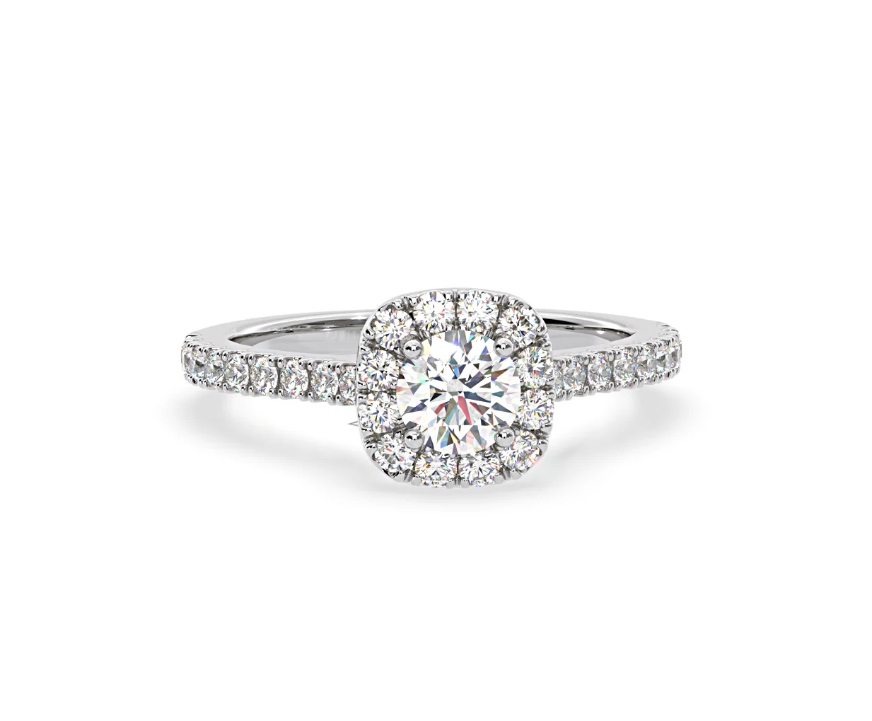 Elizabeth Diamond Halo Engagement Ring in Platinum 1.00ct G/SI1 - Image 86