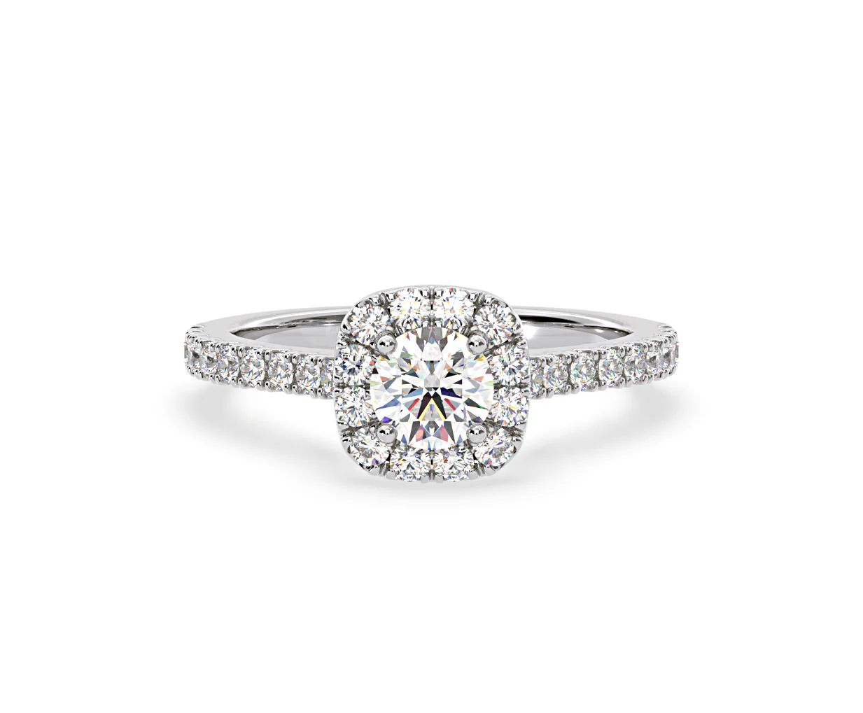 Elizabeth Diamond Halo Engagement Ring in Platinum 1.00ct G/SI1 - Image 87