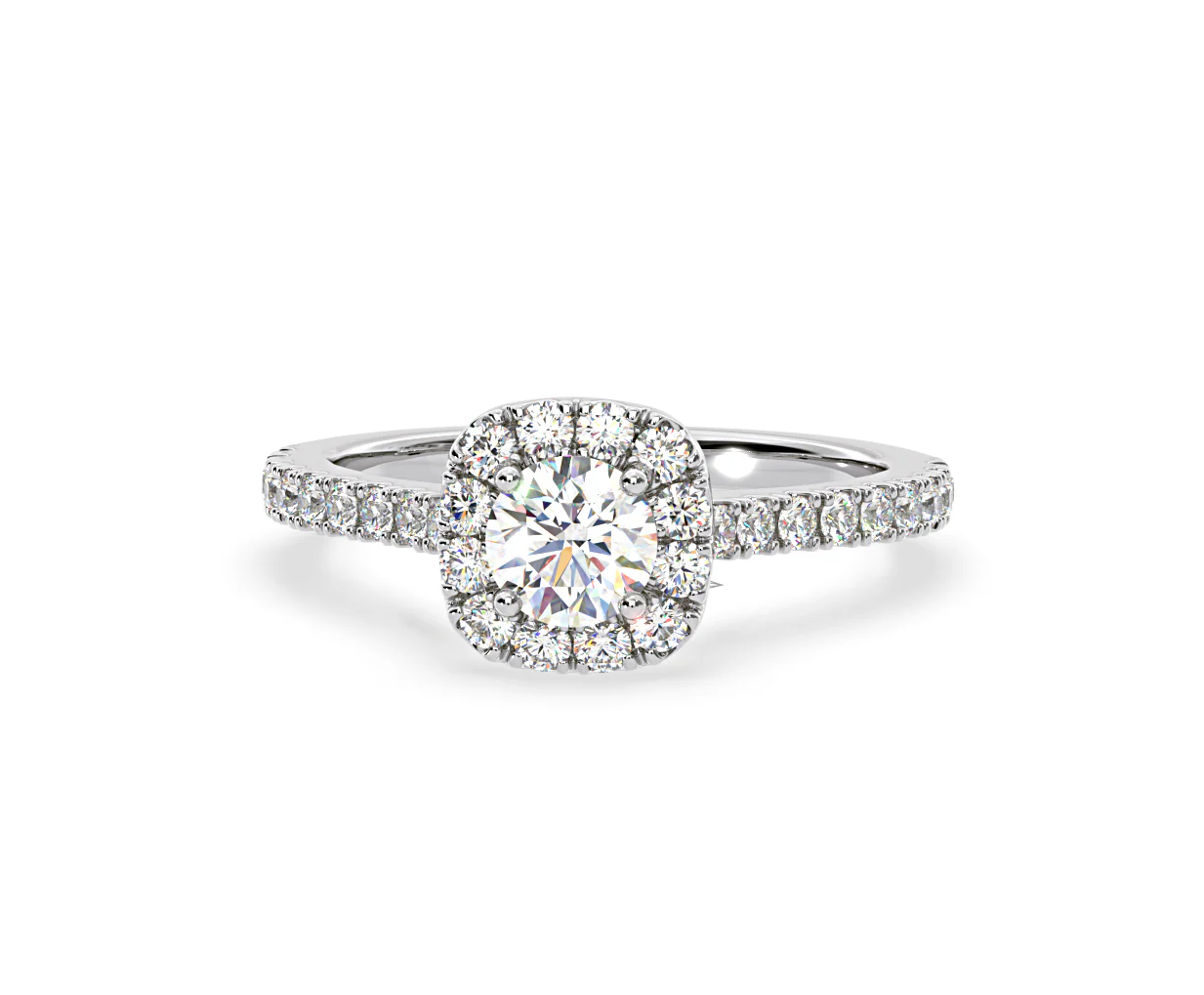 Elizabeth Diamond Halo Engagement Ring in Platinum 1.00ct G/SI1 - Image 9
