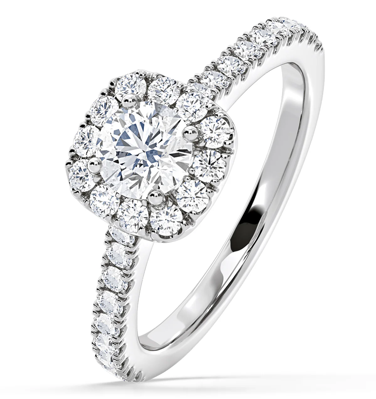 Elizabeth GIA Diamond Halo Engagement Ring in Platinum 1.30ct G/VS2