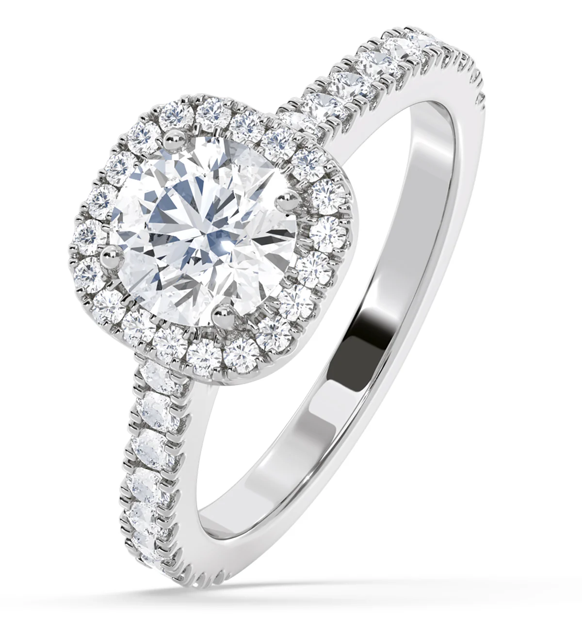 Elizabeth Lab Diamond Halo Engagement Ring 18K White Gold 1.70ct F/VS1