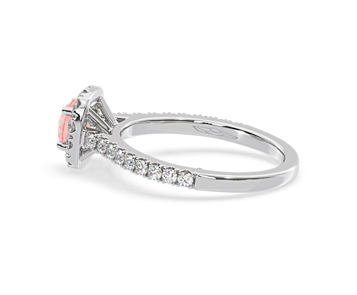 Elizabeth Pink Lab Diamond 1.00ct Halo Ring in 18K White Gold - Elara Collection - Image 32