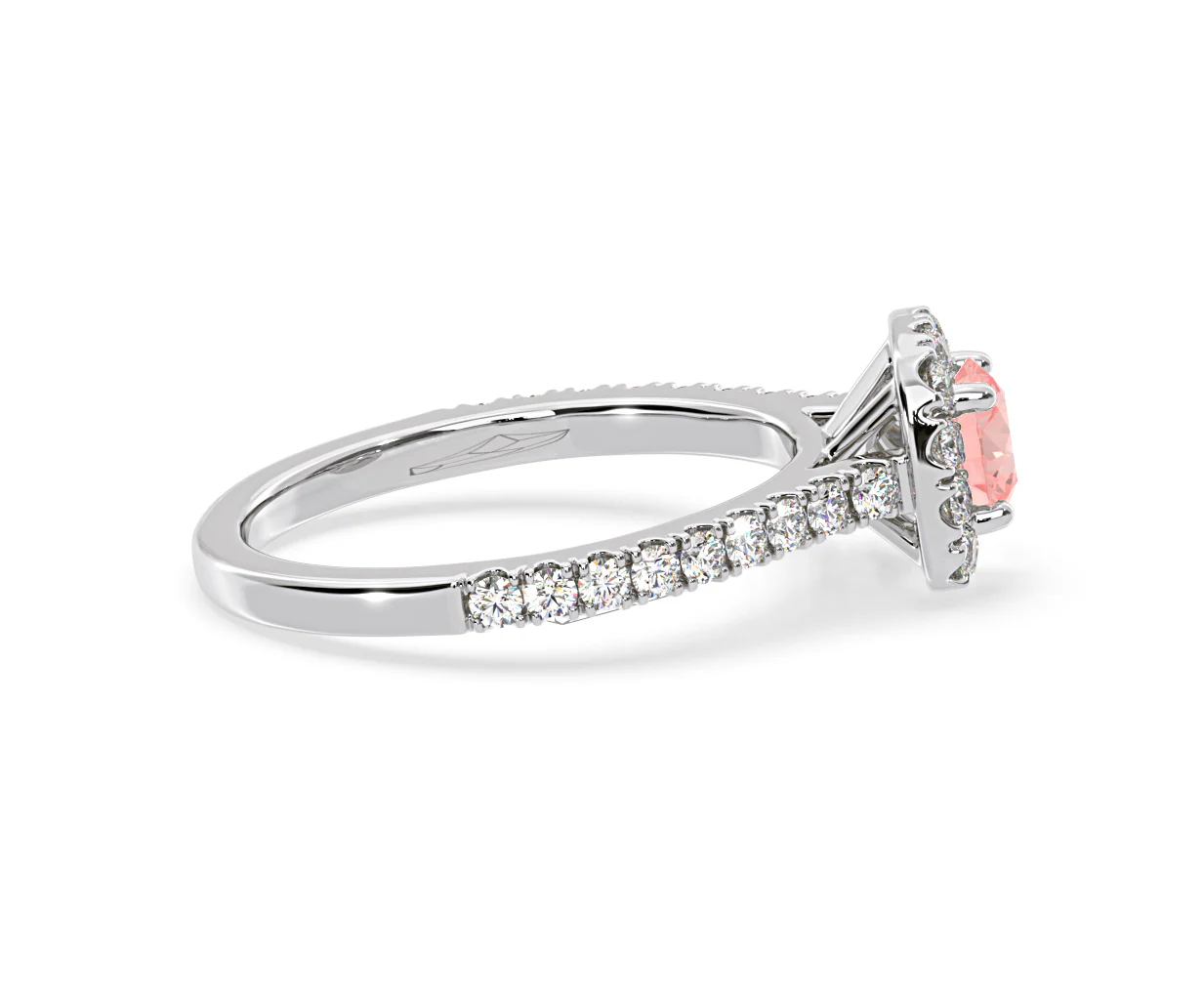 Elizabeth Pink Lab Diamond 1.00ct Halo Ring in 18K White Gold - Elara Collection - Image 68