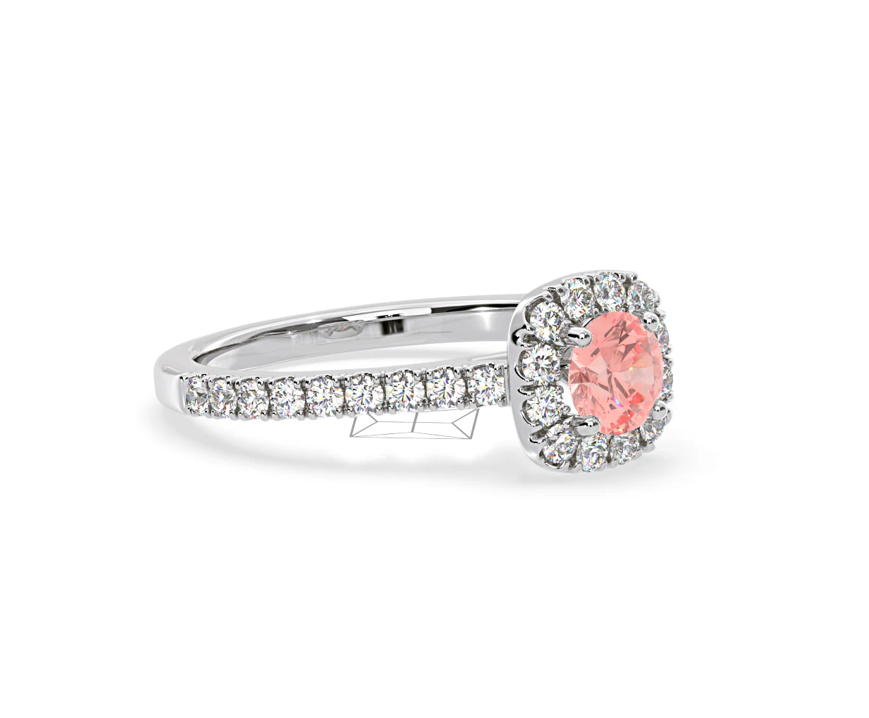 Elizabeth Pink Lab Diamond 1.00ct Halo Ring in 18K White Gold - Elara Collection - Image 79