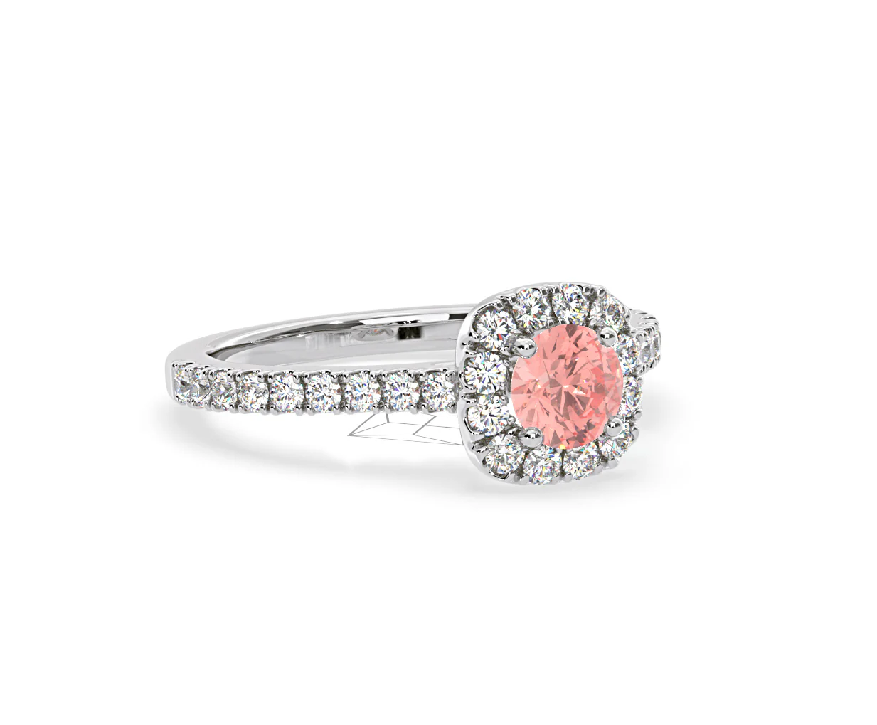 Elizabeth Pink Lab Diamond 1.00ct Halo Ring in 18K White Gold - Elara Collection - Image 82