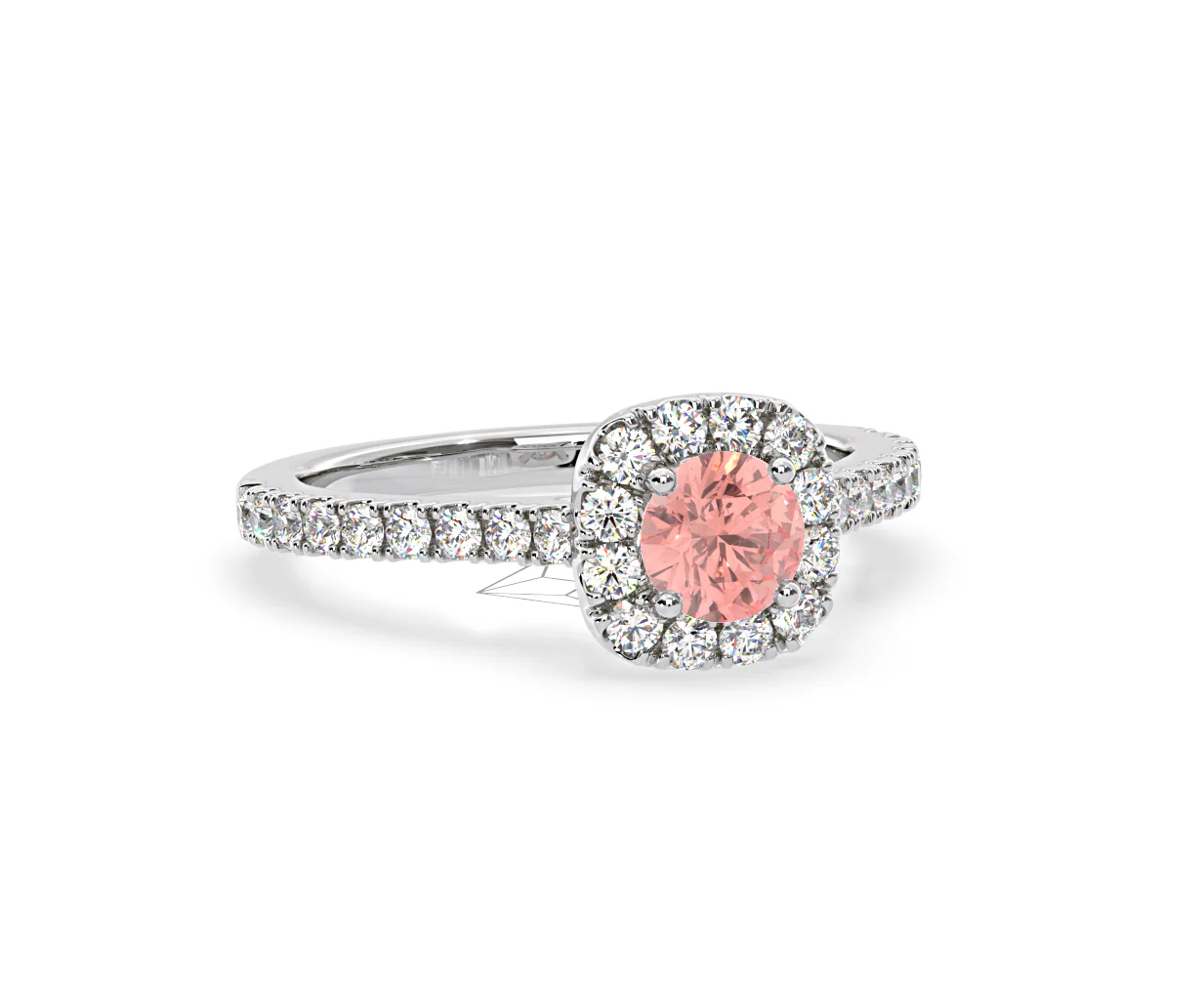 Elizabeth Pink Lab Diamond 1.00ct Halo Ring in 18K White Gold - Elara Collection - Image 84