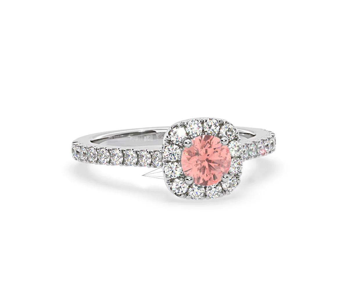 Elizabeth Pink Lab Diamond 1.00ct Halo Ring in 18K White Gold - Elara Collection - Image 85