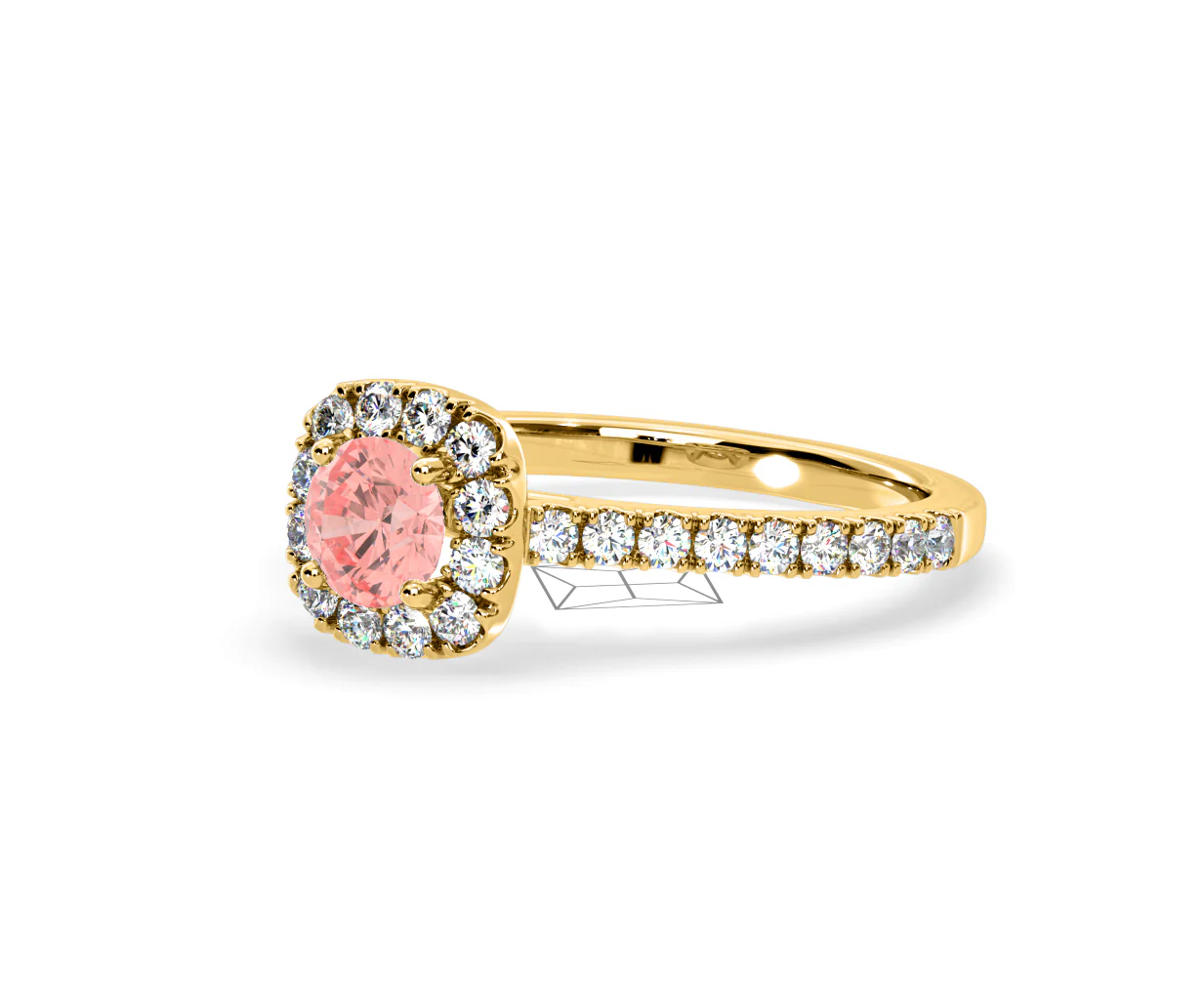 Elizabeth Pink Lab Diamond 1.00ct Halo Ring in 18K Yellow Gold - Elara Collection - Image 16