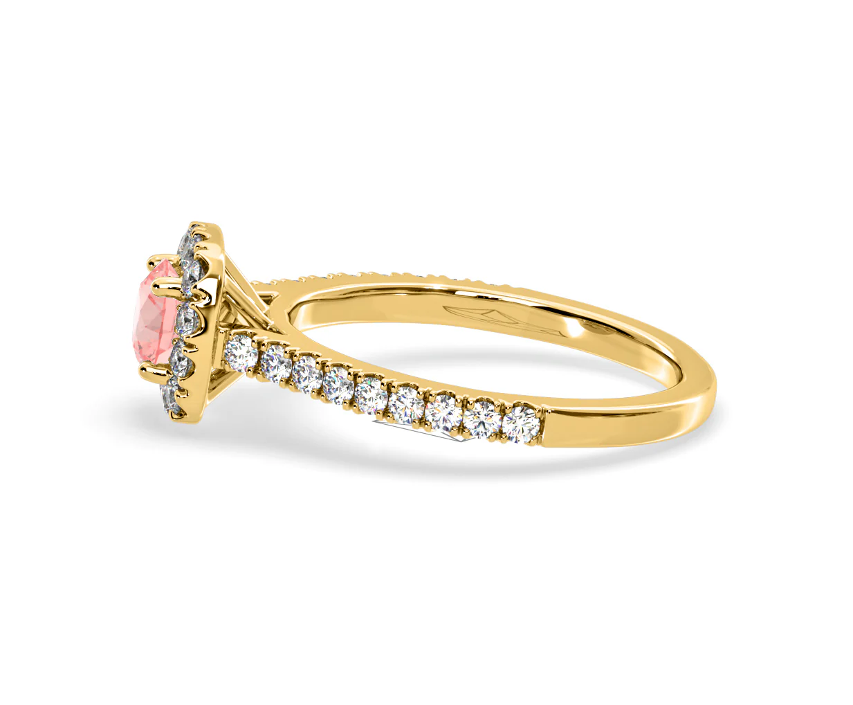 Elizabeth Pink Lab Diamond 1.00ct Halo Ring in 18K Yellow Gold - Elara Collection - Image 27