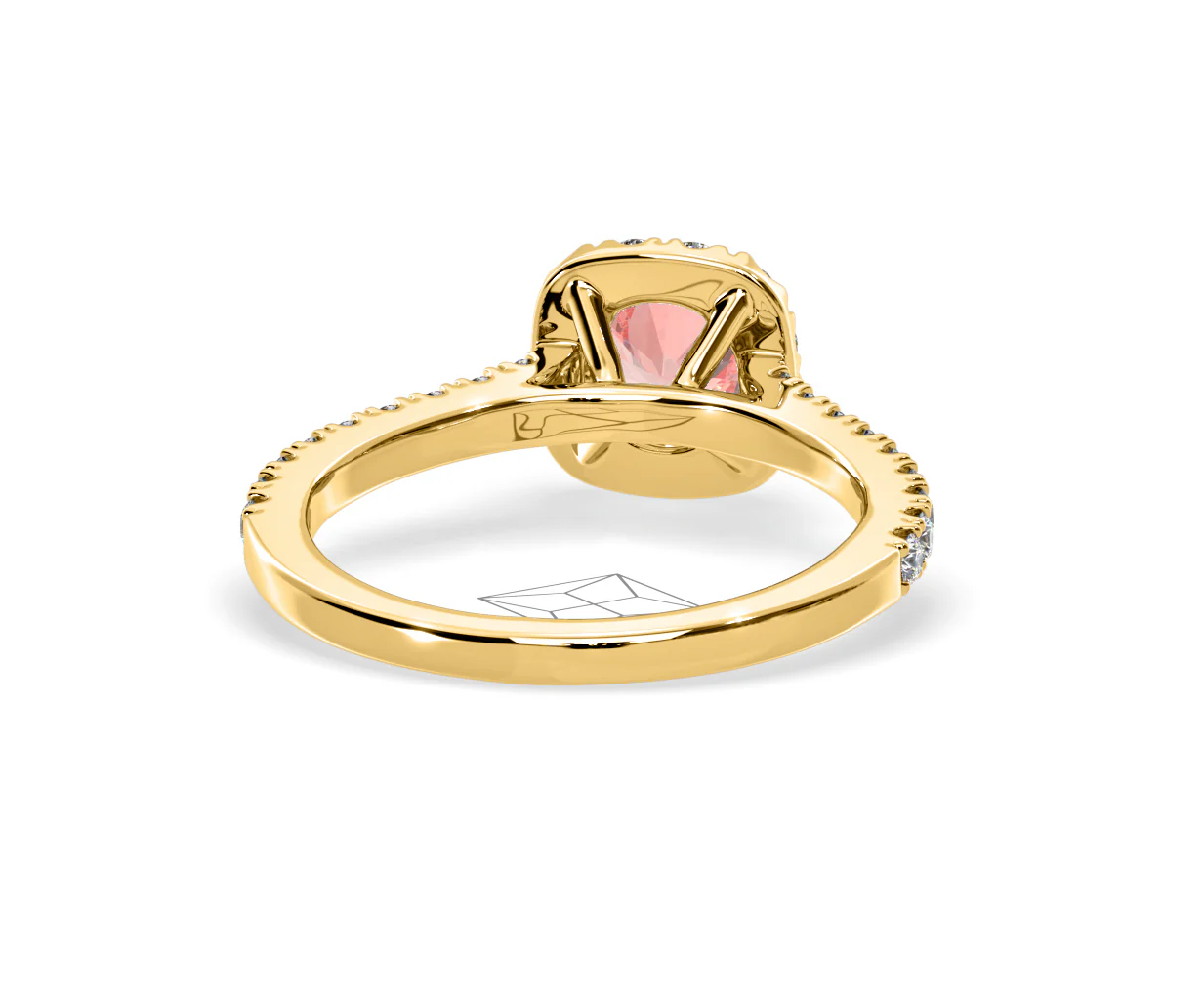 Elizabeth Pink Lab Diamond 1.00ct Halo Ring in 18K Yellow Gold - Elara Collection - Image 50