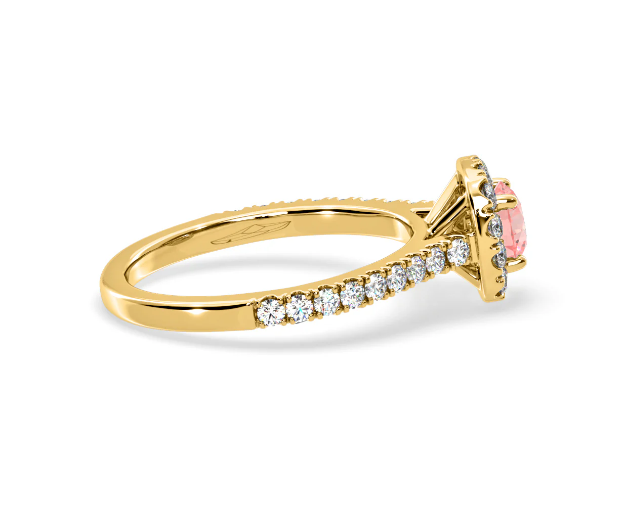 Elizabeth Pink Lab Diamond 1.00ct Halo Ring in 18K Yellow Gold - Elara Collection - Image 66