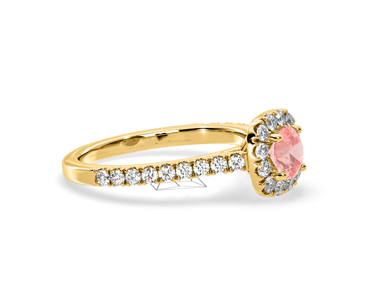 Elizabeth Pink Lab Diamond 1.00ct Halo Ring in 18K Yellow Gold - Elara Collection - Image 74