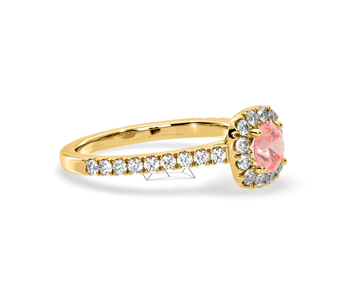 Elizabeth Pink Lab Diamond 1.00ct Halo Ring in 18K Yellow Gold - Elara Collection - Image 75