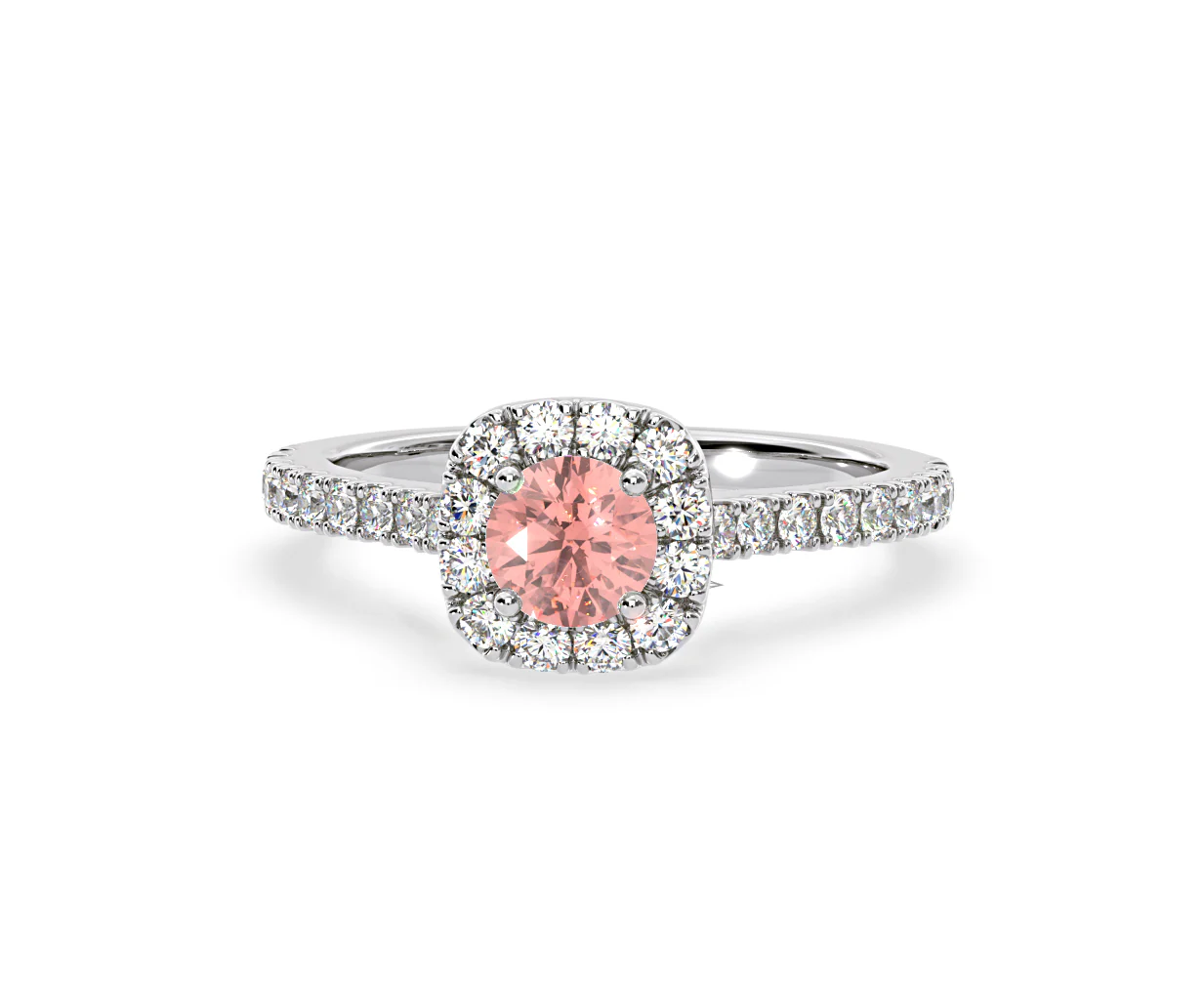 Elizabeth Pink Lab Diamond 1.00ct Halo Ring in Platinum - Elara Collection - Image 10