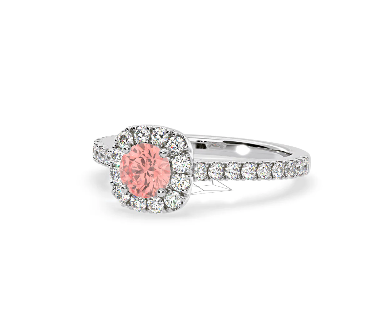 Elizabeth Pink Lab Diamond 1.00ct Halo Ring in Platinum - Elara Collection - Image 14