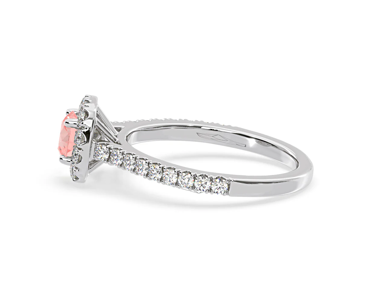 Elizabeth Pink Lab Diamond 1.00ct Halo Ring in Platinum - Elara Collection - Image 29