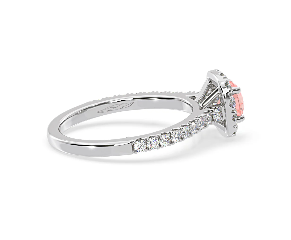 Elizabeth Pink Lab Diamond 1.00ct Halo Ring in Platinum - Elara Collection - Image 65