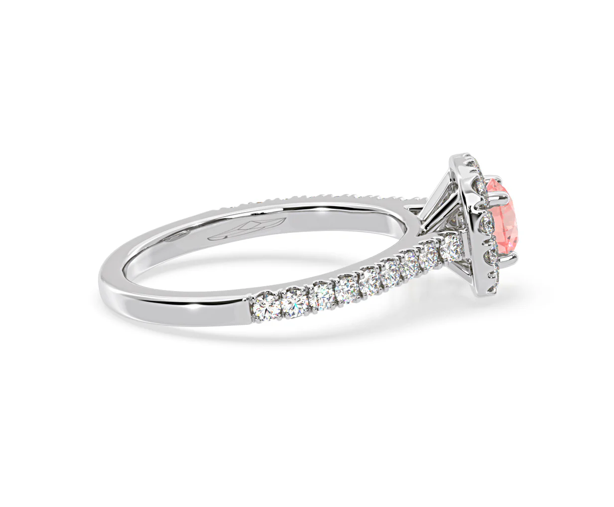 Elizabeth Pink Lab Diamond 1.00ct Halo Ring in Platinum - Elara Collection - Image 67
