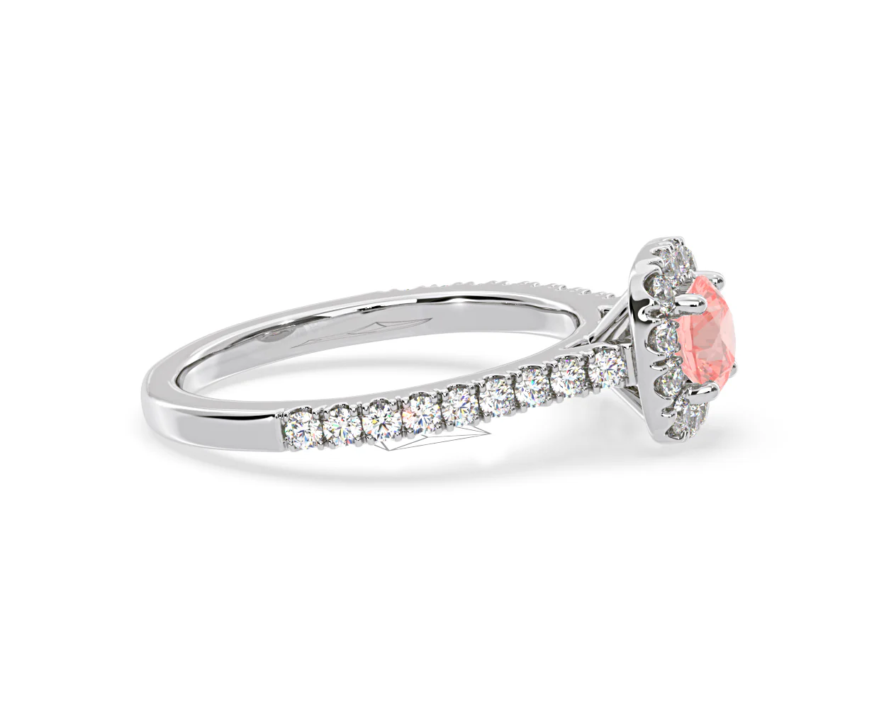 Elizabeth Pink Lab Diamond 1.00ct Halo Ring in Platinum - Elara Collection - Image 71