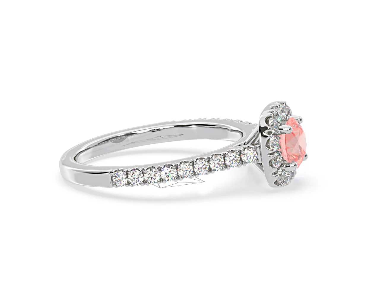 Elizabeth Pink Lab Diamond 1.00ct Halo Ring in Platinum - Elara Collection - Image 72