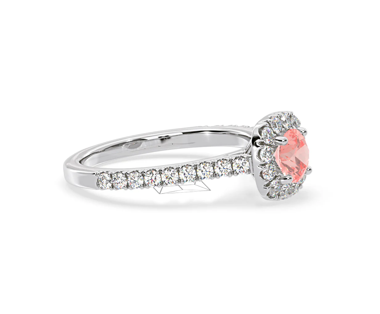 Elizabeth Pink Lab Diamond 1.00ct Halo Ring in Platinum - Elara Collection - Image 75