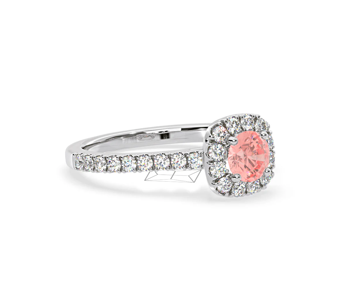 Elizabeth Pink Lab Diamond 1.00ct Halo Ring in Platinum - Elara Collection - Image 80