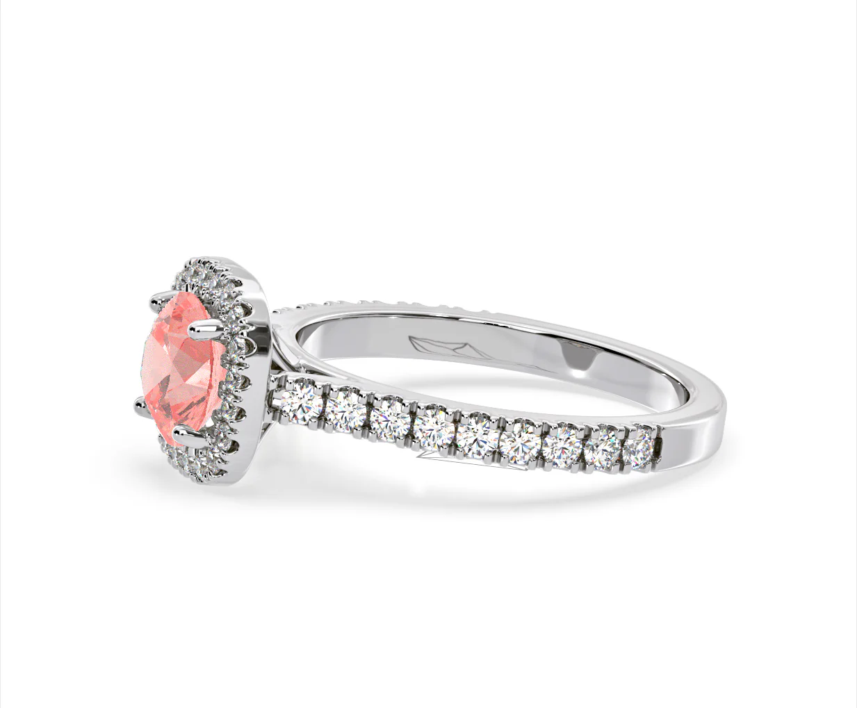 Elizabeth Pink Lab Diamond 1.70ct Halo Ring in 18K White Gold - Elara Collection - Image 25