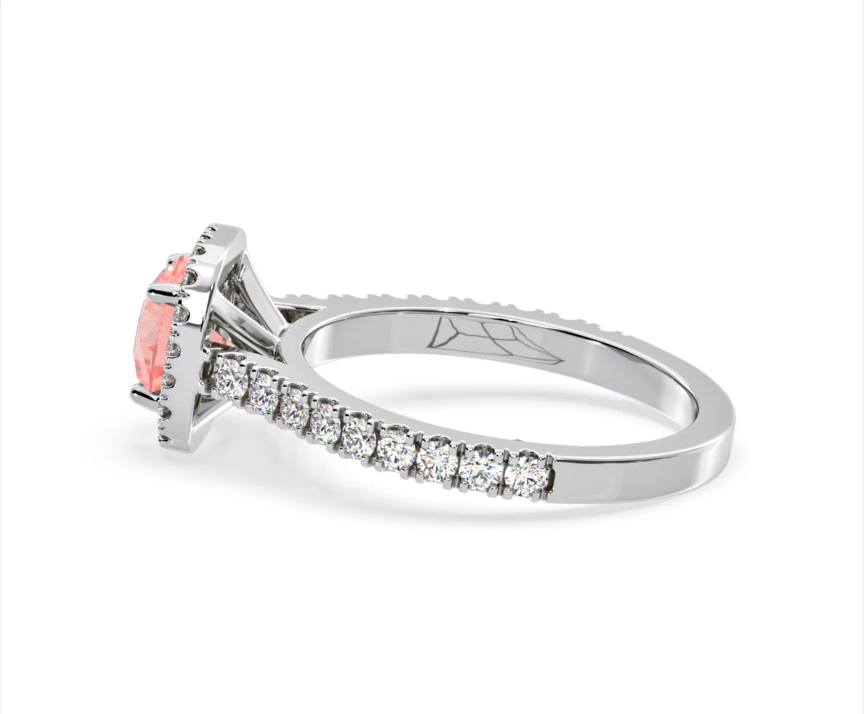 Elizabeth Pink Lab Diamond 1.70ct Halo Ring in 18K White Gold - Elara Collection - Image 32