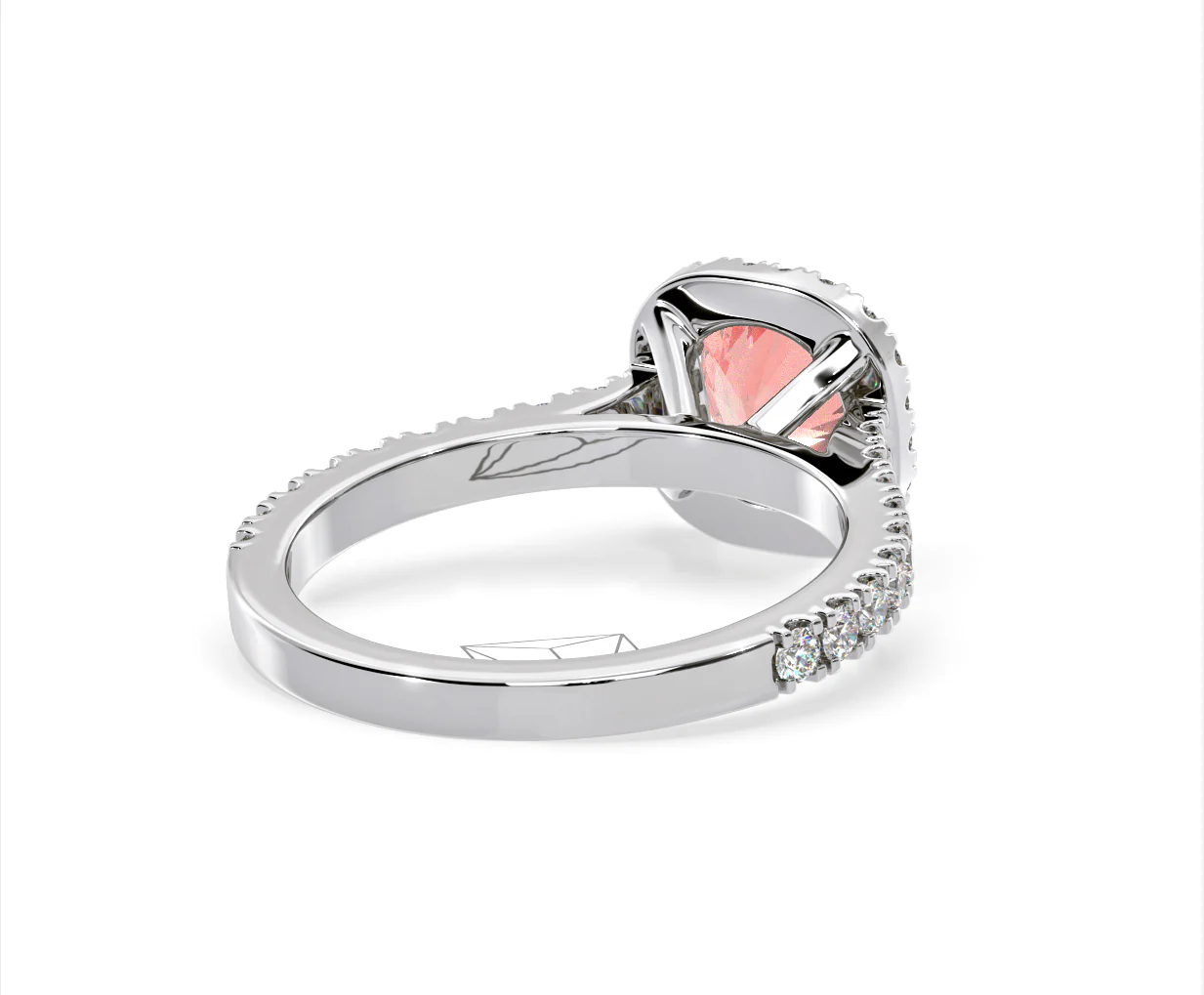 Elizabeth Pink Lab Diamond 1.70ct Halo Ring in 18K White Gold - Elara Collection - Image 56
