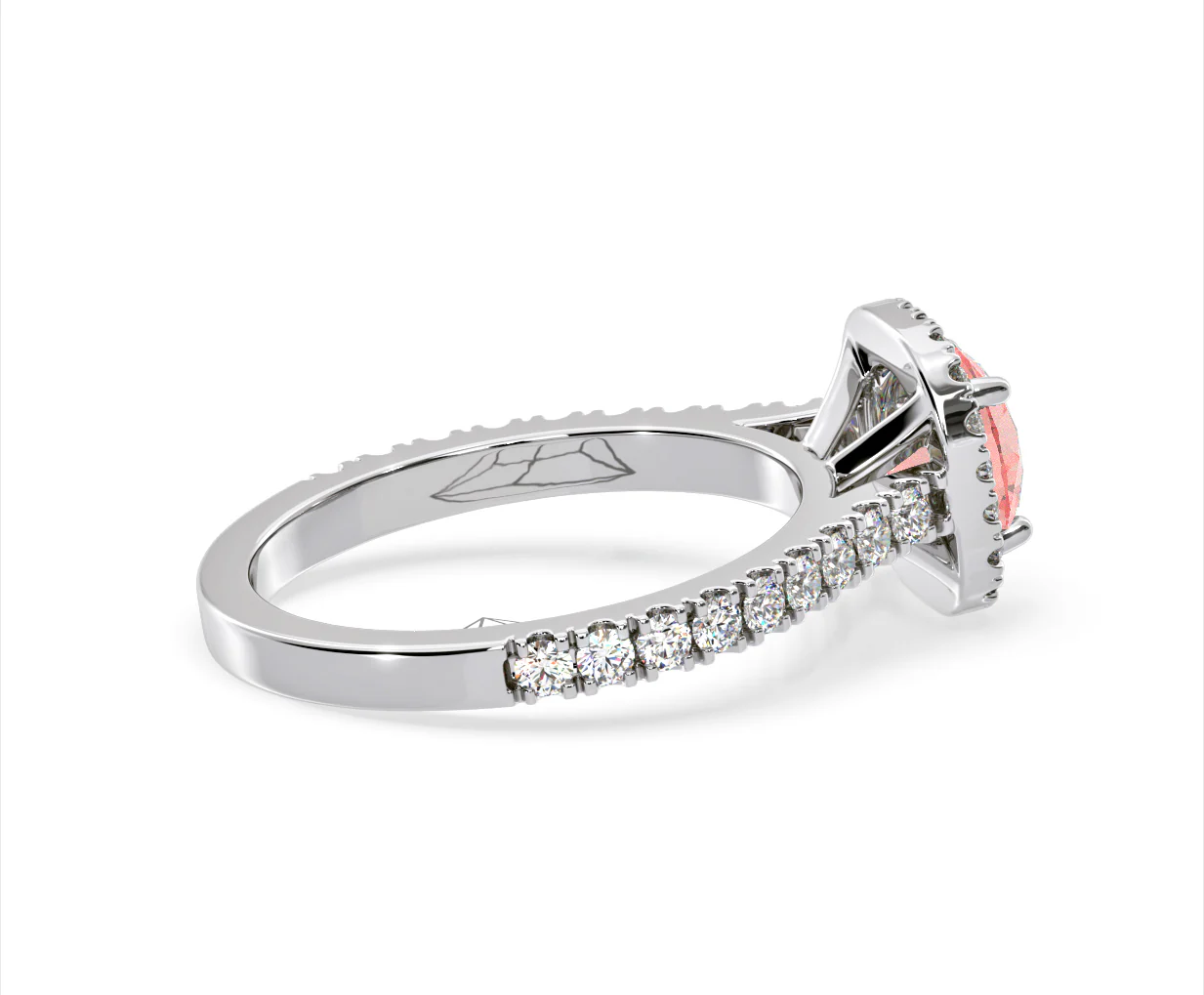 Elizabeth Pink Lab Diamond 1.70ct Halo Ring in 18K White Gold - Elara Collection - Image 65